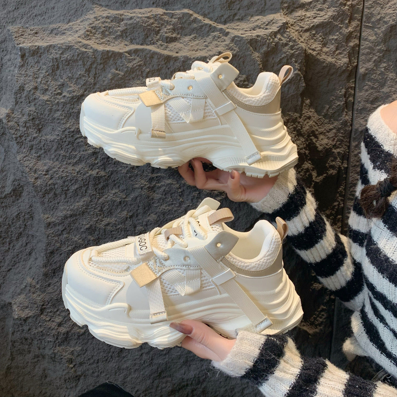 Women's Chunky Sneakers Breathable Mesh Platform Sports Shoes