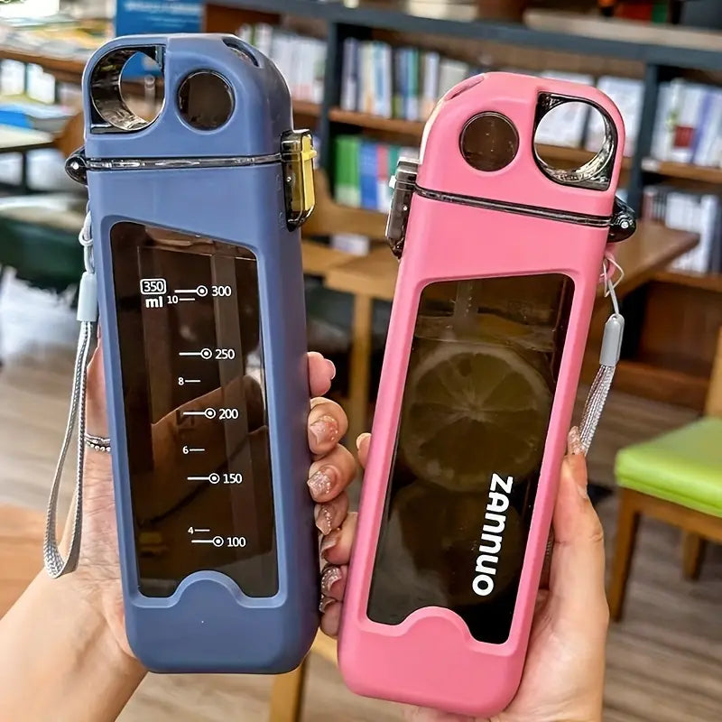 1pc 350ml/11.83oz Plastic Leakproof Square Water Cup