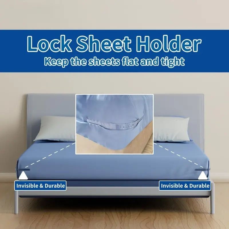 4pcs Gray Fitted Sheet Clips & Straps - Durable PP Plastic Corner Grips to Secure Mattress Fit