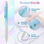 5 Pcs Gel Ink Pens. 0.7mm Medium Tip Black Ink Roller Ball Pens. Quick Drying Pens for Smooth Writing