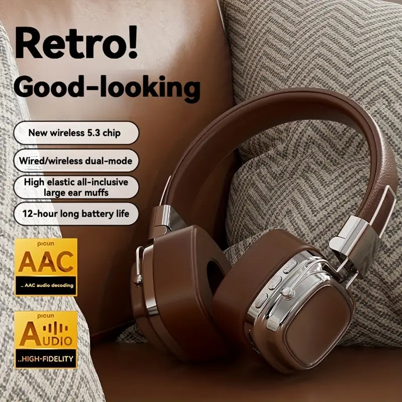 Vintage-Inspired Over-Ear Wireless Headset With Wireless 5.3 Chip