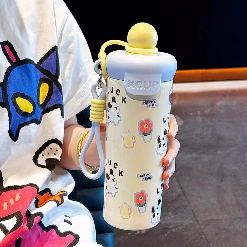 Portable Cartoon Vacuum Cup High-Capacity With Lifting Rope