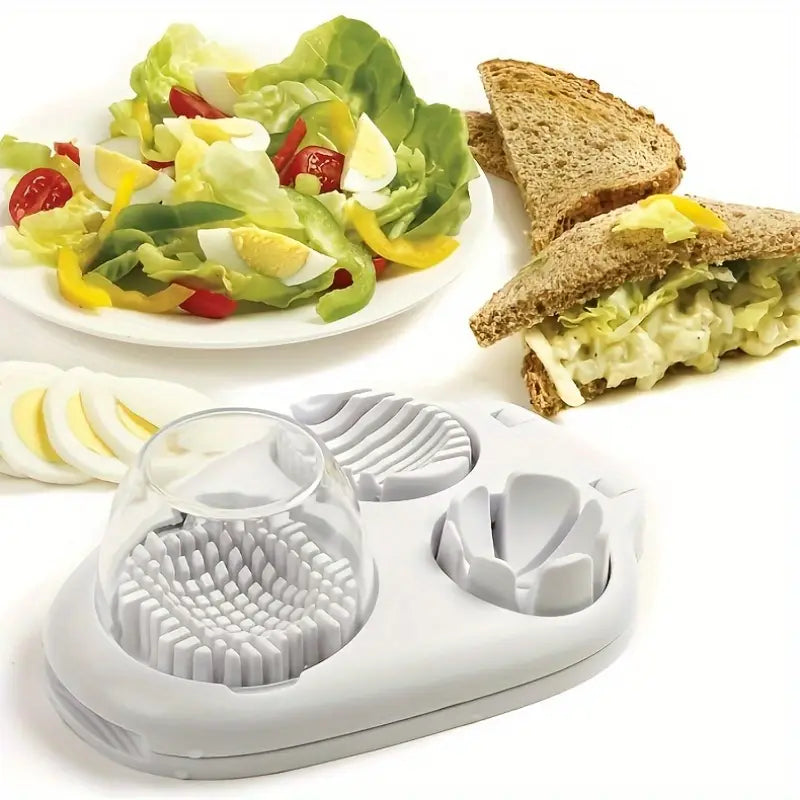 Easy-to-Use 3-in-1 Egg Slicer with Stainless Steel Blades