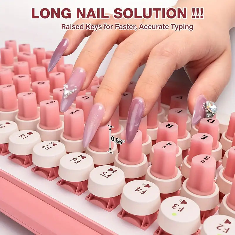 Soft Silicone Heart-Shaped Keyboard Stickers for Long Nails with Letters