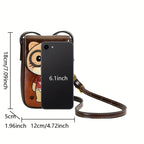 Women's Adjustable Crossbody Bag with Cute Cat Print