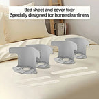 4pcs Gray Fitted Sheet Clips & Straps - Durable PP Plastic Corner Grips to Secure Mattress Fit