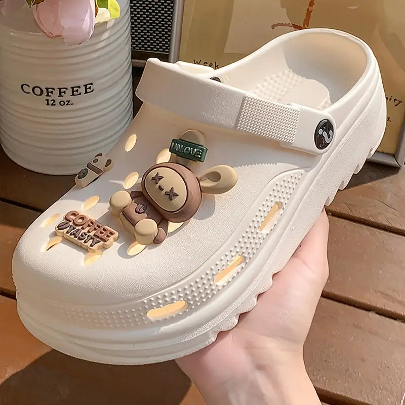 ASOFTER Women'S EVA Clog Shoes - Cute Bunny & Heart Design