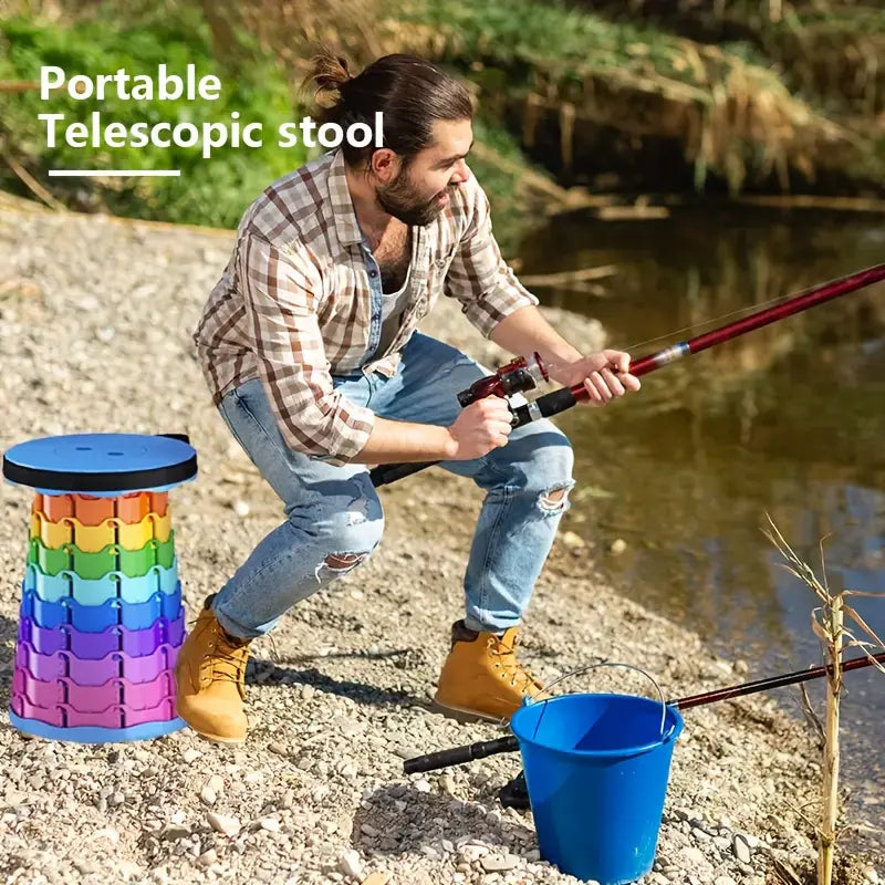 1pc- Enhanced portable multi-functional folding and retractable stool