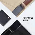 Business Men's Automatic Buckle Cowhide Belt, Ratchet Dress Belt