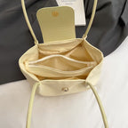 2025  Trendy Beige Nylon Tote Bag with Magnetic Closure Decorative Pompom