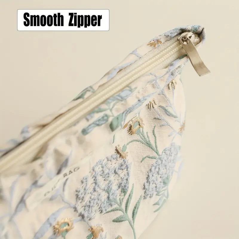 Floral Toiletry Bag for Travel - Lightweight, Portable Makeup Pouch with Zipper Closure
