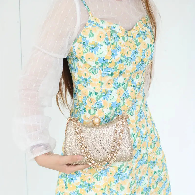 Elegant Rhinestone-Embellished Evening Clutch Bag for Women