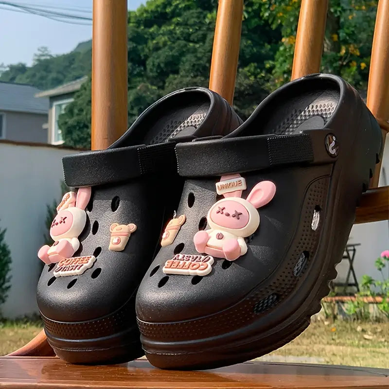 ASOFTER Women'S EVA Clog Shoes - Cute Bunny & Heart Design
