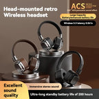Vintage-Inspired Over-Ear Wireless Headset With Wireless 5.3 Chip