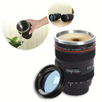Camera Lens Coffee Mug | Stainless Steel & BPA-Free ABS Plastic