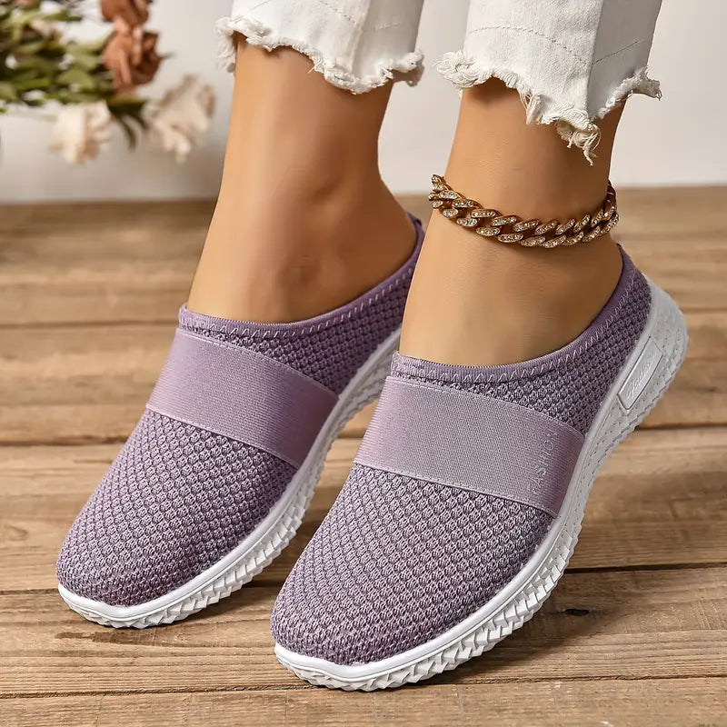 New Summer Women's Shoes Breathable Half Slipper Mesh Upper with Comfortable Sole