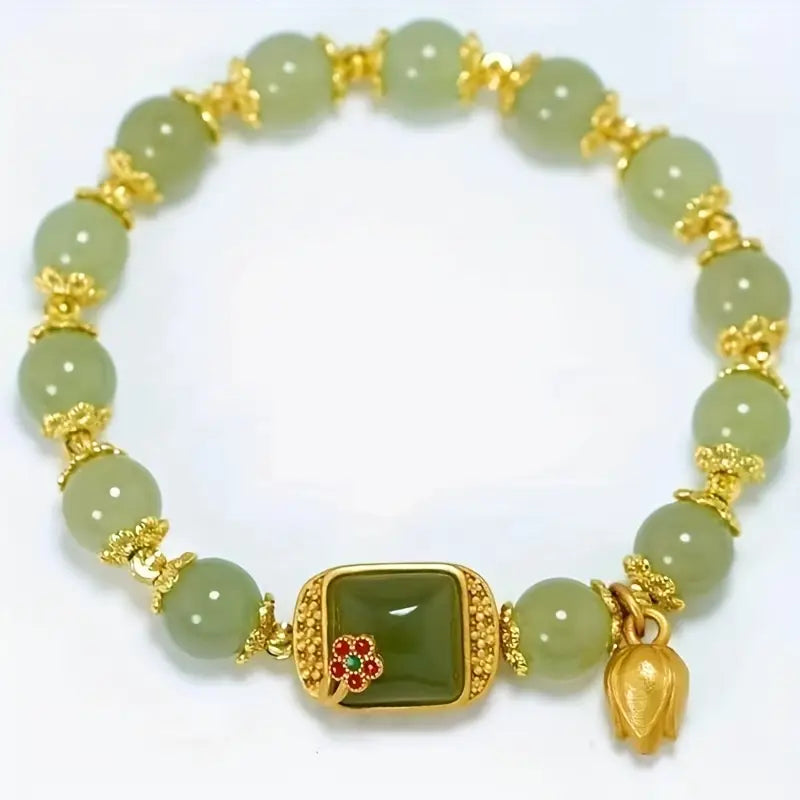 [Hot sale]Natural Hetian Jade Beaded Bracelet