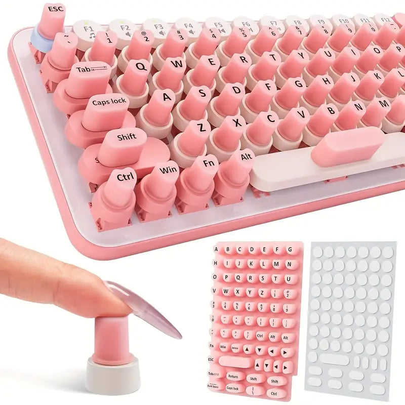 Soft Silicone Heart-Shaped Keyboard Stickers for Long Nails with Letters