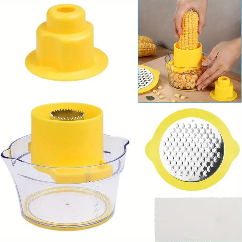 1pc Stainless Steel Corn Peeler & Stripper with Built-In Grater and Safety Handle