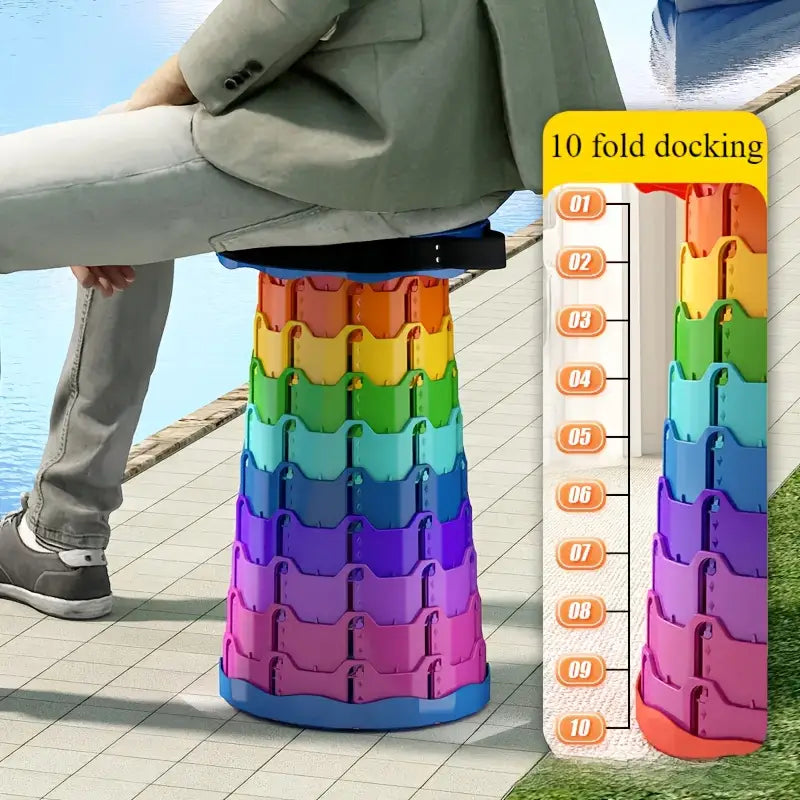 1pc- Enhanced portable multi-functional folding and retractable stool