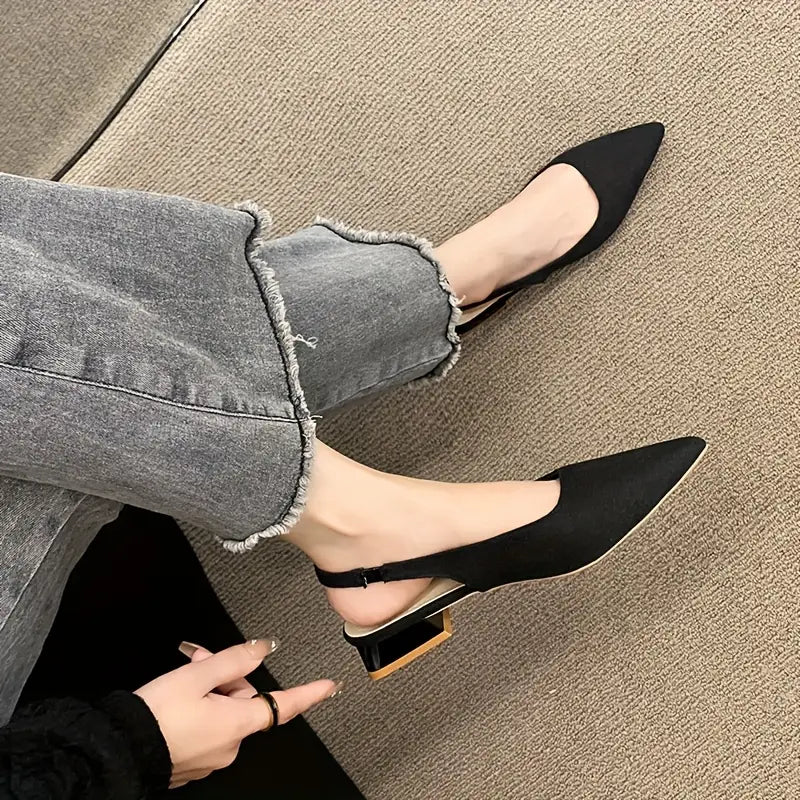 French-Style Low-Heel Closed-Toe Sandals