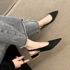 French-Style Low-Heel Closed-Toe Sandals