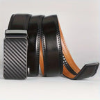 Business Men's Automatic Buckle Cowhide Belt, Ratchet Dress Belt