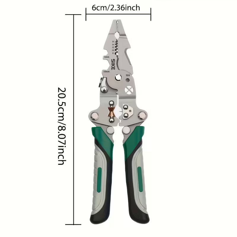 Collapsible Multi-Function Electrician Hand Tool Industrial Grade Wire Stripper, Durable High Carbon Steel Precision Tool for Cutting, Crimping, and Stripping - Suitable for All Electrical Work Sinterklaas