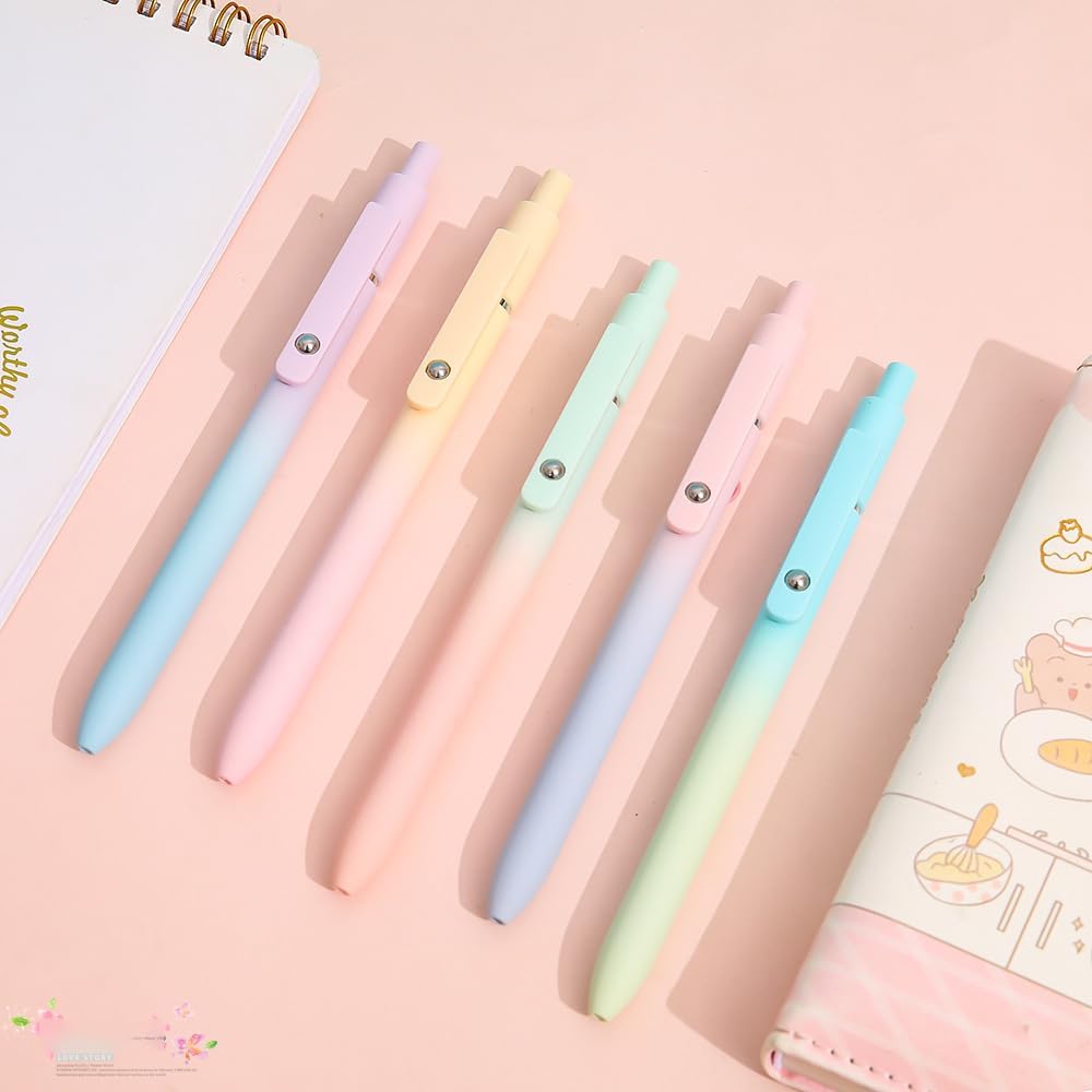 5 Pcs Gel Ink Pens. 0.7mm Medium Tip Black Ink Roller Ball Pens. Quick Drying Pens for Smooth Writing