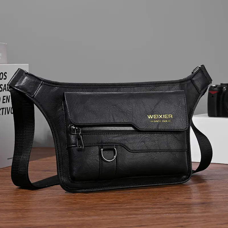 Men's Stylish PU Leather Crossbody Bag Versatile Shoulder Messenge