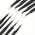 10pcs Premium Anti-Static 304 Stainless Steel Tweezers Set