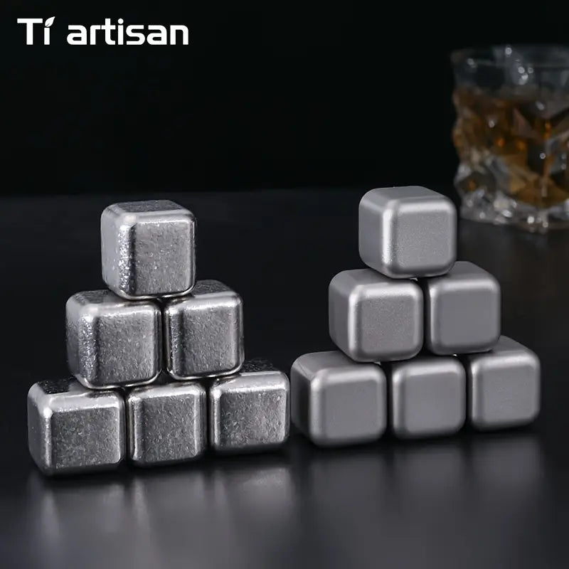 Tiartisan 6pcs Pure Titanium Ice Flower Model Beer Ice Cubes
