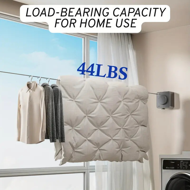 4.8M Retractable Clothesline Indoor/Outdoor Stainless Steel Non-Sagging Clothesline