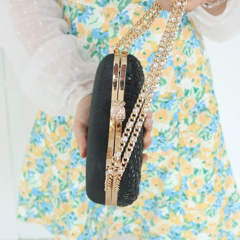 Elegant Rhinestone-Embellished Evening Clutch Bag for Women