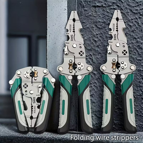 Collapsible Multi-Function Electrician Hand Tool Industrial Grade Wire Stripper, Durable High Carbon Steel Precision Tool for Cutting, Crimping, and Stripping - Suitable for All Electrical Work Sinterklaas