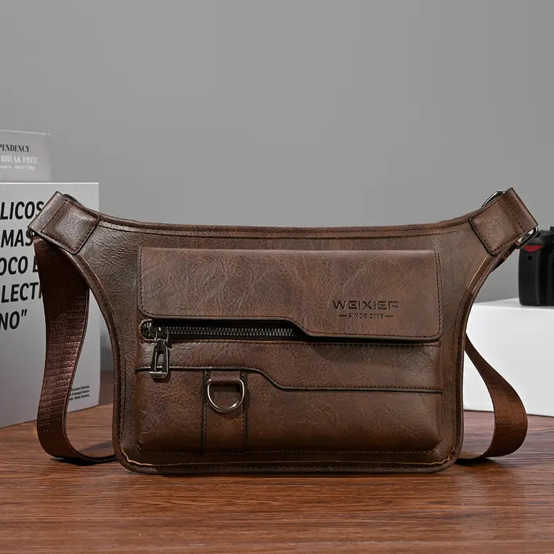 Men's Stylish PU Leather Crossbody Bag Versatile Shoulder Messenge