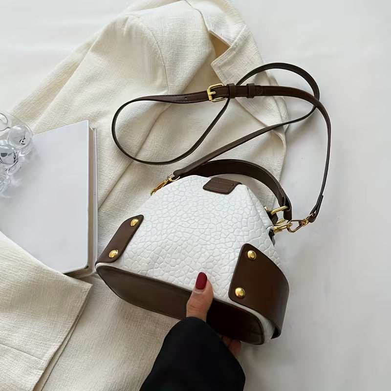 Light Luxury Color Splicing Messenger Bag High-grade Western Style Retro Handbag