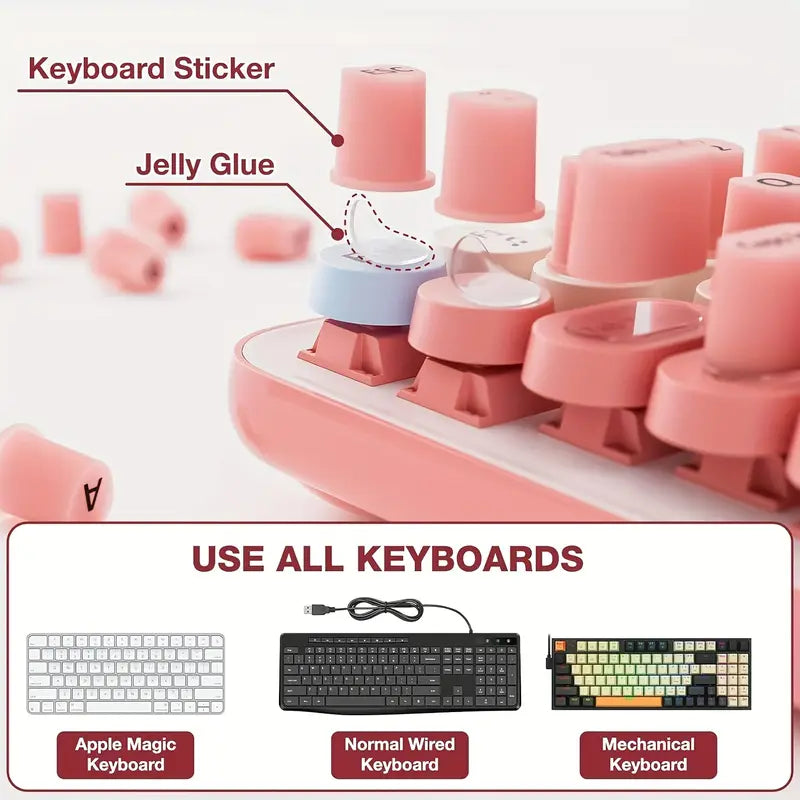 Soft Silicone Heart-Shaped Keyboard Stickers for Long Nails with Letters