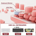 Soft Silicone Heart-Shaped Keyboard Stickers for Long Nails with Letters