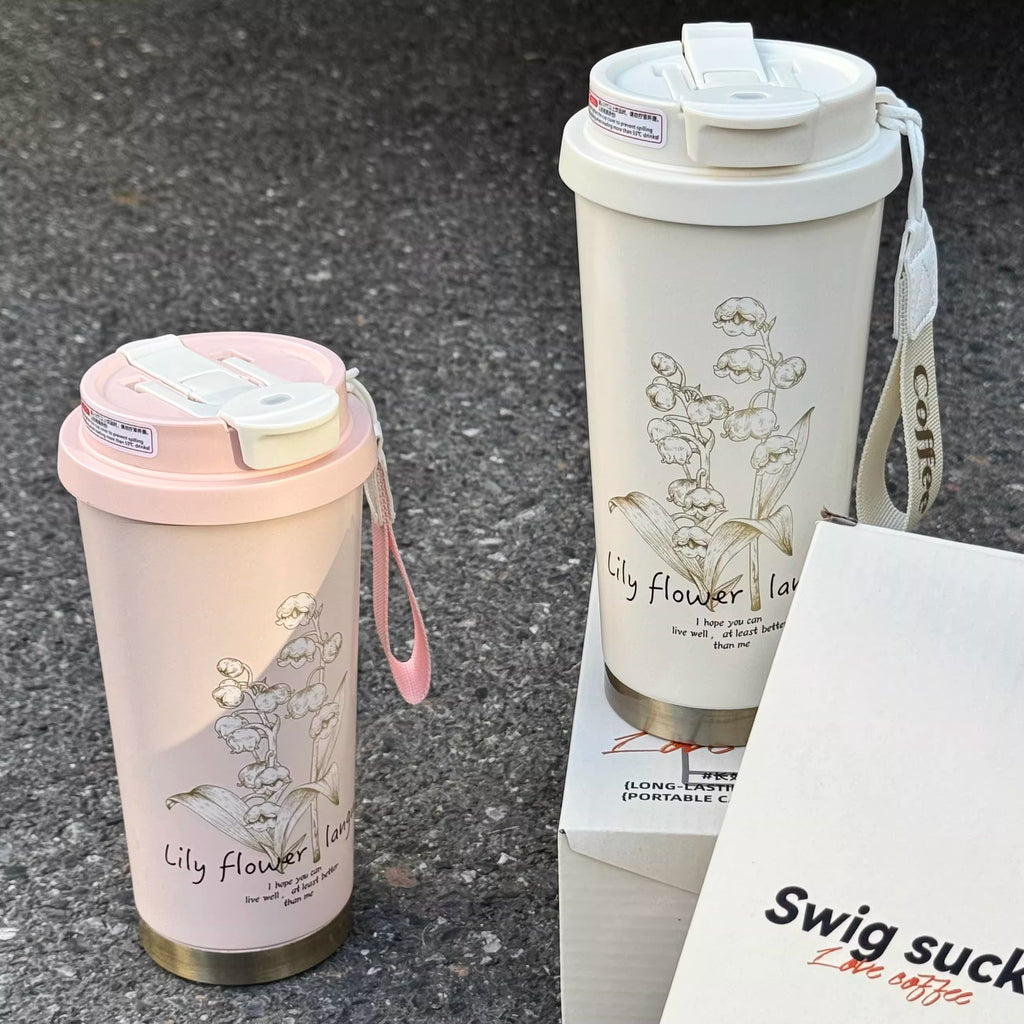 GIANXI Lily Of The Valley Design Travel Portable Leakproof Water bottle