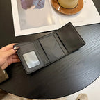 New Women's Black Floral Print Short Wallet Anti-Theft Card Holder