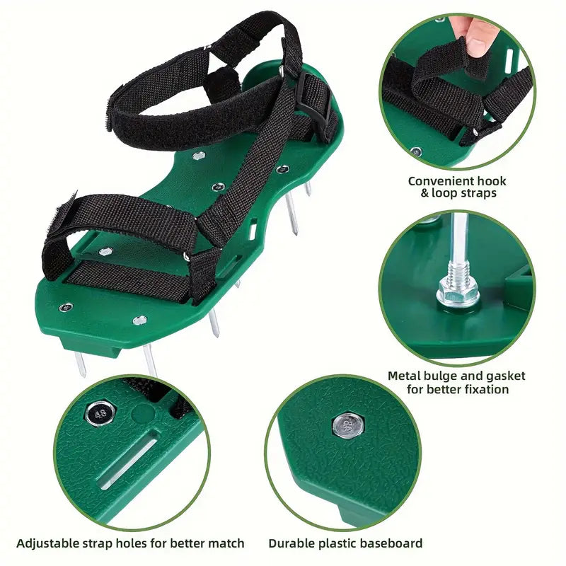 Heavy-Duty Lawn Aerator Shoes with Hook-and-Loop Straps
