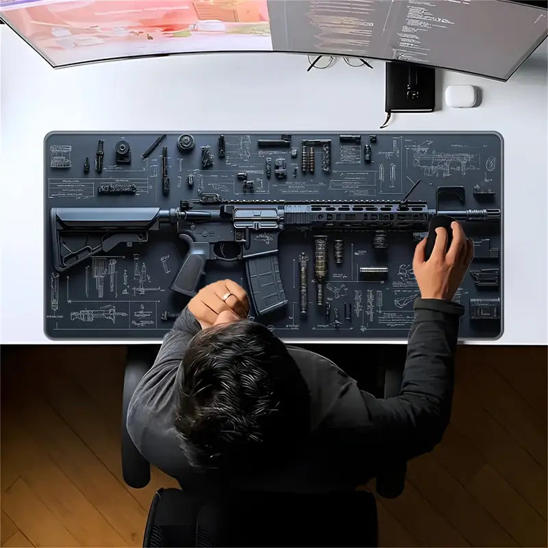 1pc Gun Design Art Large Mouse Pad