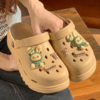ASOFTER Women'S EVA Clog Shoes - Cute Bunny & Heart Design