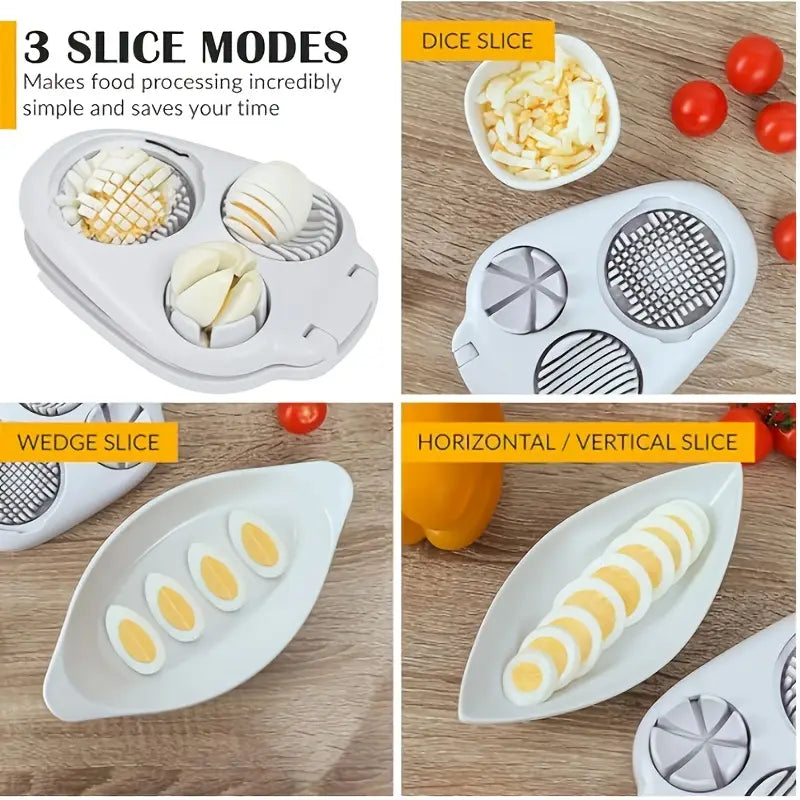 Easy-to-Use 3-in-1 Egg Slicer with Stainless Steel Blades
