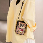 Women's Adjustable Crossbody Bag with Cute Cat Print