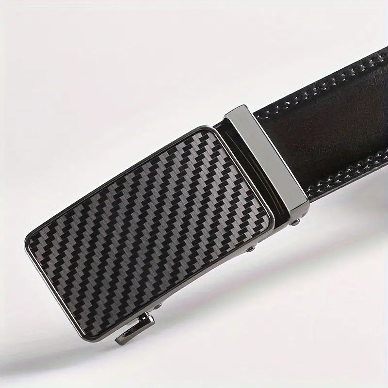 Business Men's Automatic Buckle Cowhide Belt, Ratchet Dress Belt