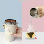 Fashionable Stainless Steel Water Cup with Portable Straw Strap