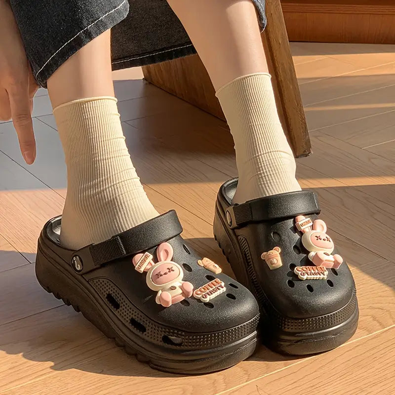 ASOFTER Women'S EVA Clog Shoes - Cute Bunny & Heart Design