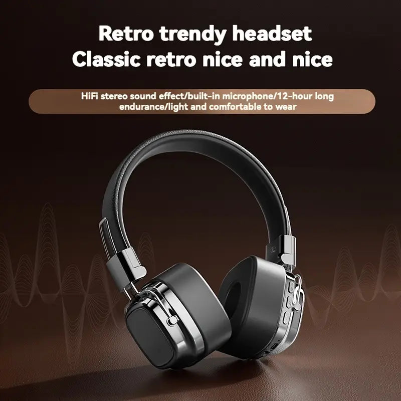 Vintage-Inspired Over-Ear Wireless Headset With Wireless 5.3 Chip